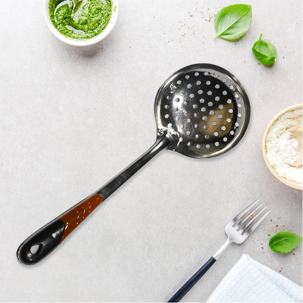 7001 Kitchen Stainless Steel Best Skimmer Slotted Spoon-Cooking Utensils with Heat Resistant Plastic Handle DeoDap