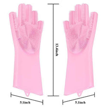 0714 Reusable Silicone Cleaning Brush Scrubber Gloves (Multicolor) DeoDap