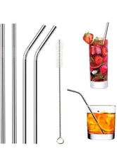 UK-0246 Stainless Steel Straws for Drinking with Brushes | Steel Straws + Straw Cleaning Brush