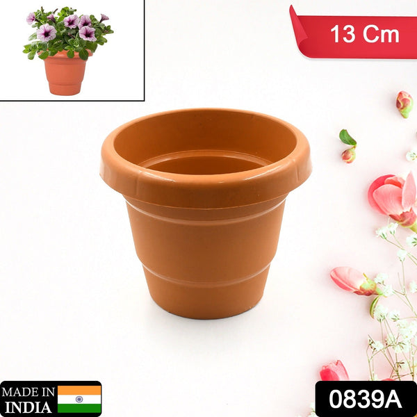 0839A Home Garden Heavy Plastic Flower Planter Round  Pot/Gamla 13cm, Pack of 1