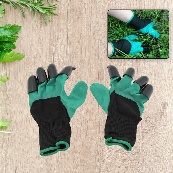 0719 Heavy Duty Garden Farming Gloves- ABC Plastic Washable With Hand Fingertips & ABS Claws For Digging & Planting, Gardening Tool for Home Pots Agriculture Industrial Farming work Men & Women (1 Pair)