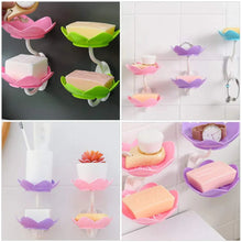 UK-0343  Wall- Mounted Drain Soap Box Double Layer Lotus Flower Shaped Soap Tray Removable Soap Dish Non- Slip Storage Self- Adhesive Bathroom Accessories (Pack of 2pc) (Multi-Color)