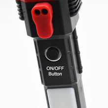 Portable 3w Rechargeable Torch LED Flashlight Long Distance Beam Range, Hammer and Strong Magnets, Window Glass and Seat Belt Cutter 4 Modes for Car Camping Hiking Indoor Outdoor