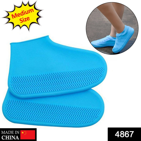 4867 Non-Slip Silicone Rain Reusable Anti skid Waterproof Fordable Boot Shoe Cover DeoDap