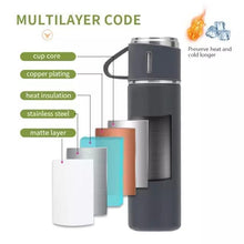 Cart2Add Stainless Steel Vacuum Flask Set with 3 Steel Cups Combo for Hot and Cold Drink Flask Bottle 500ml