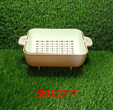 2717 Multifunctional BPA Free Double Layered Plastic Rotatable Strainer Bowl with Handles for Washing, Rinsing, Serving Vegetables & Fruits (Multicolor) DeoDap