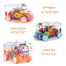 UK-0334 ransparent Gear Bus for Kids Friction Powered Mini School Bus with Tinkling Sound and Light Toy for Kids