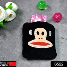 6522 Black Monkey small Hot Water Bag with Cover for Pain Relief, Neck, Shoulder Pain and Hand, Feet Warmer, Menstrual Cramps.