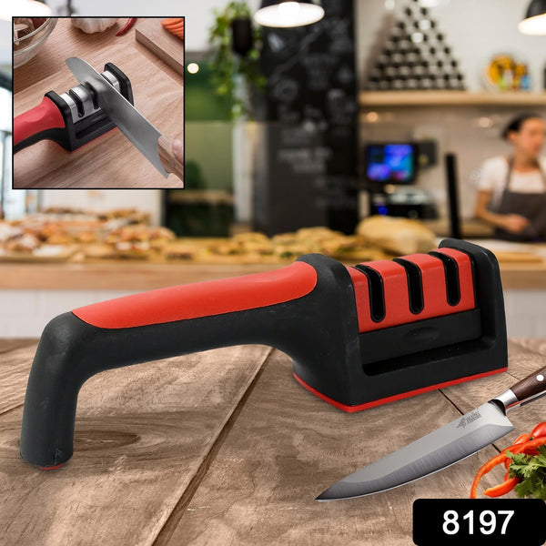 8197 Manual Knife Sharpener 3 Stage Sharpening Tool for Ceramic Knife and Steel Knives (1 Pc)