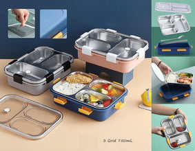 Lunch Boxes for Adults - Lunch Box for Kids with Spoon & Fork - Durable Perfect Size for On-The-Go Meal, BPA-Free (Multi Color) (3 Section)