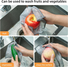UK-0304  Non-Scratch Wire Dishcloth, Steel Wire Dish Towel, Multipurpose Wire Dishwashing Rags for Wet and Dry, Scrubs & Cleans for Dishes