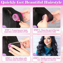 Cart2Add multicolored Hair Curler Rollers for Women, 6pcs Self Grip Magic Hair Roller Clips Hairdressing Kit for Long Medium Short Hair with 12 Bang Clips & 1 Comb