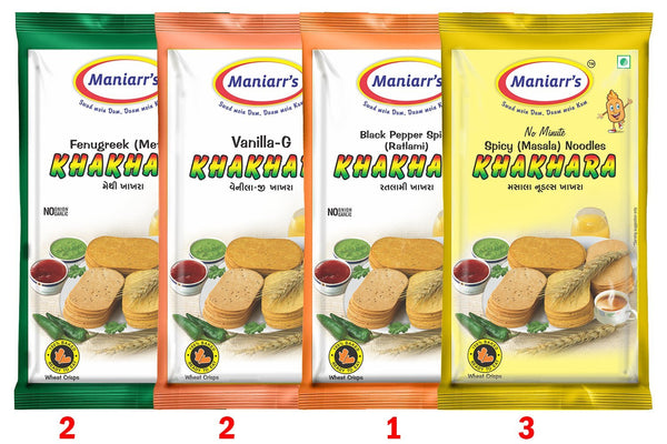 A2 Maniarrs Khakhara with 4 Flavors (360 gm, Pack Of 8) Maniarr's