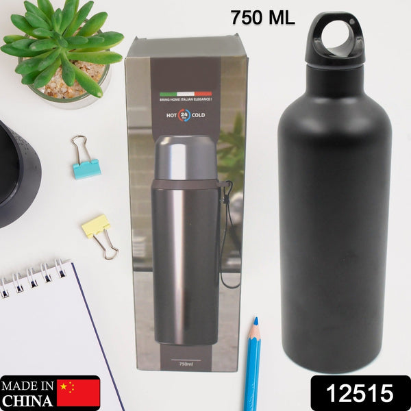 12515 Vacuum Stainless Steel Water Bottle With Carry Handle, Fridge Water Bottle, Leak Proof, Rust Proof, Cold & Hot | Leak Proof | Office Bottle | Gym | Home | Kitchen | Hiking | Trekking | Travel Bottle (Approx 750 ML )