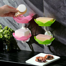 UK-0343  Wall- Mounted Drain Soap Box Double Layer Lotus Flower Shaped Soap Tray Removable Soap Dish Non- Slip Storage Self- Adhesive Bathroom Accessories (Pack of 2pc) (Multi-Color)
